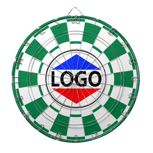 Cible De Fléchettes Image du logo personnalisé sur vert et blanc (Devant)