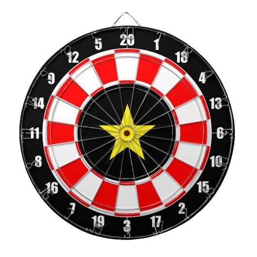 Cible De Fléchettes Image personnalisée en étoile sur noir, rouge et b (Devant)