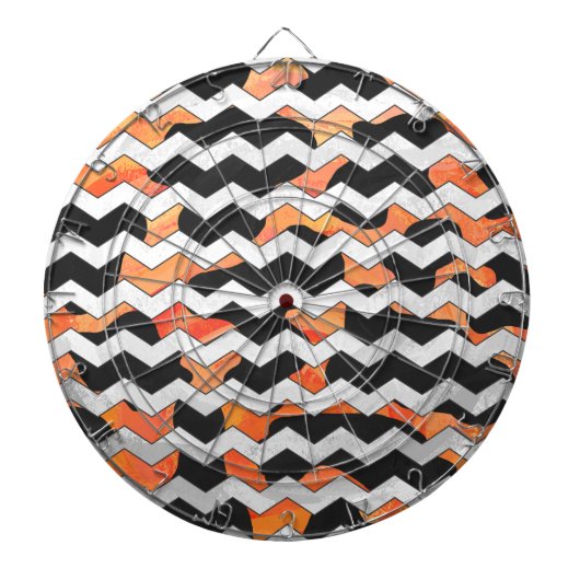 Cible De Fléchettes Impression Chevron noir et orange de vache (Devant)