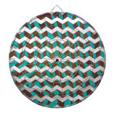 Cible De Fléchettes Impression Chevron Zèbre Marron et Bleu Cyan (Devant)