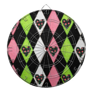 Cible De Fléchettes Impression colorée d'Arlequin avec des cœurs de ro