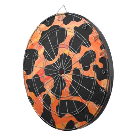 Cible De Fléchettes Impression de vache noire et orange (Devant droit)