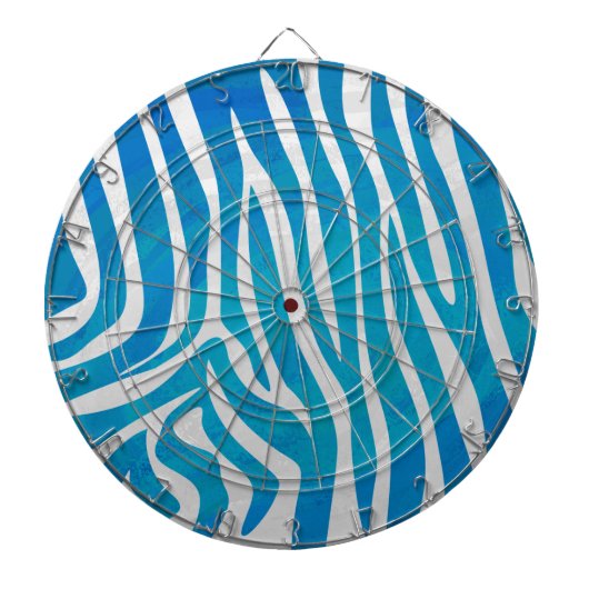 Cible De Fléchettes Impression en bleu et blanc Zebra (Devant)