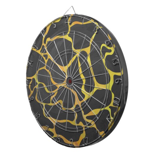 Cible De Fléchettes Impression Giraffe noir et jaune (Devant droit)