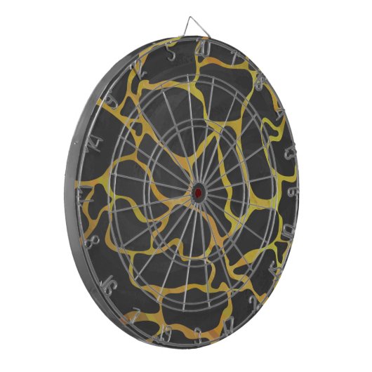 Cible De Fléchettes Impression Giraffe noir et jaune (Devant gauche)