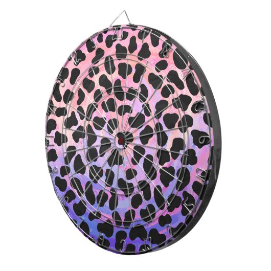 Cible De Fléchettes Impression noire et rose dalmate (Devant droit)