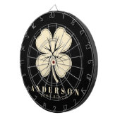 Cible De Fléchettes Irlandais Lucky Four Leaf Clover avec nom noir (Devant droit)