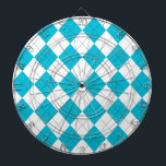Cible De Fléchettes Jacquard turquoise et blanc<br><div class="desc">Joli design motif en Jacquard bleu et blanc sur la planche de fléchettes</div>