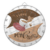 Cible De Fléchettes J'aime mon café Retro Java (Devant)