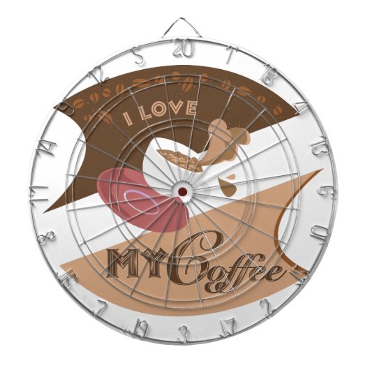 Cible De Fléchettes J'aime mon café Retro Java (Devant)