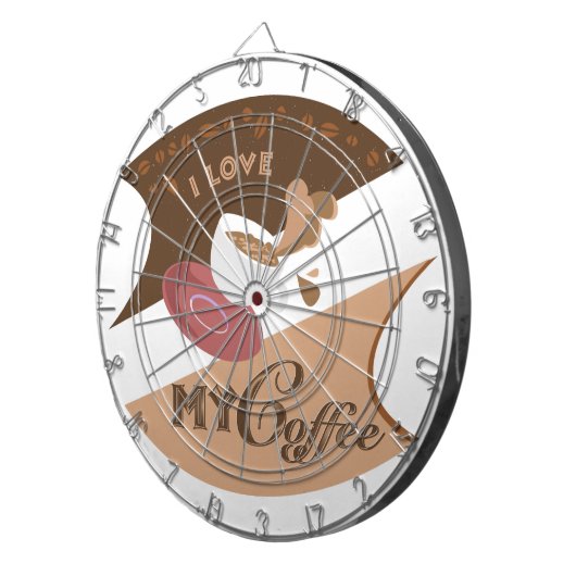 Cible De Fléchettes J'aime mon café Retro Java (Devant droit)