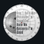 Cible De Fléchettes Je Suis Beau Je Suis Bon Bowling Grey<br><div class="desc">Bowling Ball Art Ne me détestez pas parce que je suis de bons t-shirts, cadeaux et accessoires créés par ITD Sports Centre présentent notre oeuvre originale d’une boule de bowling demi-rose sur le côté gauche avec les mots rose et rose foncé sur la droite, Ne me détestez pas parce que...</div>