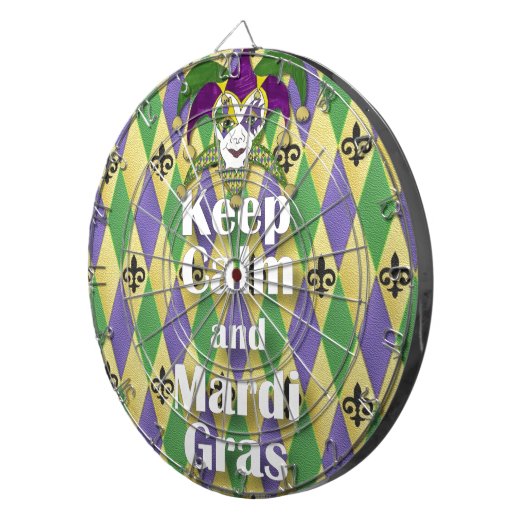 Cible De Fléchettes Jester Mask Keep Calm and Mardi Gras (Devant droit)