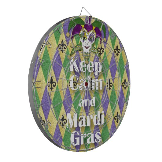 Cible De Fléchettes Jester Mask Keep Calm and Mardi Gras (Devant gauche)