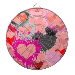 CIBLE DE FLÉCHETTES JEU DE DARTBOARD - COEURS DE DESIGNER - ROSE - CAD