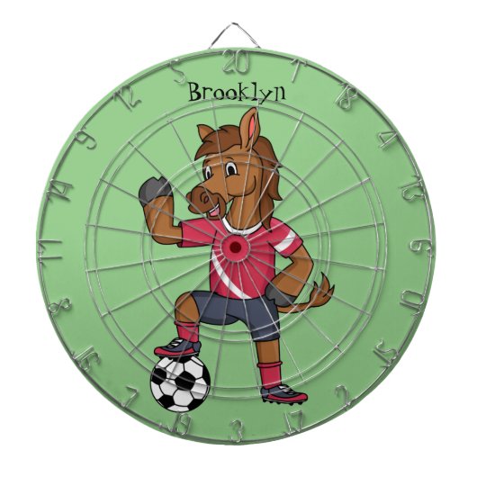 Cible De Fléchettes Joli cheval drôle jouant dessin de football (Devant)