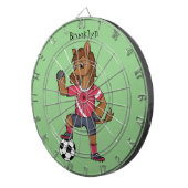 Cible De Fléchettes Joli cheval drôle jouant dessin de football (Devant droit)