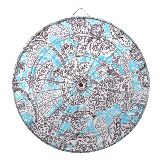Cible De Fléchettes Joli floral classique gris bleu (Devant)