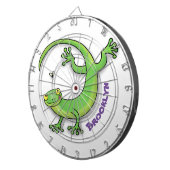 Cible De Fléchettes Joli gecko vert salutations avec dessin animé (Devant droit)