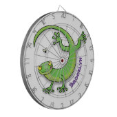 Cible De Fléchettes Joli gecko vert salutations avec dessin animé (Devant gauche)