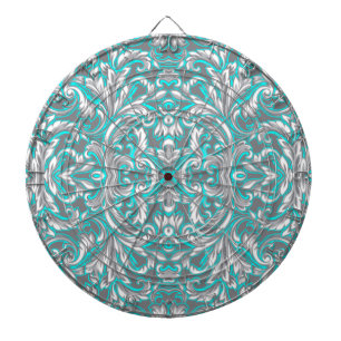 Cible De Fléchettes Joli motif floral gris aqua sans couture
