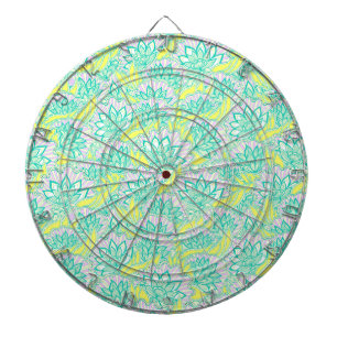 Cible De Fléchettes Joli motif floral vert jaune