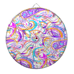 Cible De Fléchettes Joli motif paisley coloré blanc mignon