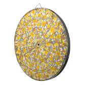 Cible De Fléchettes Joli orange jaune fleurs blanches motif (Devant droit)
