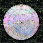 Cible De Fléchettes Joli Pastel Agate | Aquarelle de la veine Parties<br><div class="desc">Magnifique et sophistiquée pierre d'agate d'aquarelle mottée dans un pastel doux avec fausse feuille métallique et veines de parties scintillant dans une subtile palette de marbre. Ce magnifique dégradé féminin peint à la main ajoute une parfaite pop de couleur. De la collection "Modern Watercolor Marbles", ce design présente des tourbillons...</div>