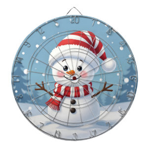 Cible De Fléchettes Joli petit bonhomme de neige avec écharpe et chape