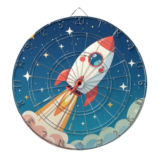 Cible De Fléchettes Jolie fusée spatiale qui décolle (Devant)