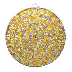 Cible De Fléchettes Jolis motifs de fleurs orange jaune blanc