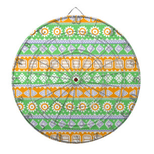Cible De Fléchettes Jolis motifs ethniques orange et vert