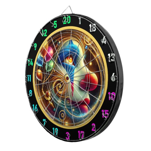 Cible De Fléchettes Jolly Clown avec nez rouge et ballons (Devant droit)