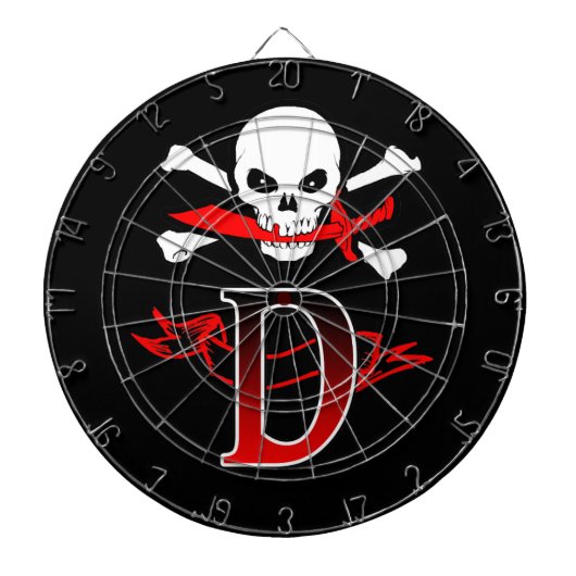 Cible De Fléchettes Jolly roger D Monogramme initial (Devant)