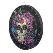 Cible De Fléchettes Jour du crâne mort avec des fleurs (Devant droit)