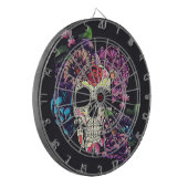 Cible De Fléchettes Jour du crâne mort avec des fleurs (Devant gauche)