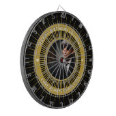 Cible De Fléchettes Joyeux Anniversaire Photo Gold Black Modern Custom (Devant gauche)