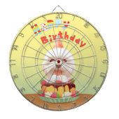 Cible De Fléchettes Joyeux chien d'anniversaire avec gâteau (Devant)