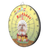 Cible De Fléchettes Joyeux chien d'anniversaire avec gâteau (Devant droit)