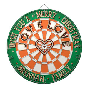 Cible De Fléchettes JOYEUX NOËL IRLANDAIS Cœur en Bois Faux Rustique