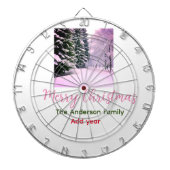 Cible De Fléchettes Joyeux Noël rose blanc ajouter nom de famille da (Devant)