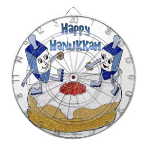 Cible De Fléchettes Judaica Happy Hanukkah Dancing Dreidels