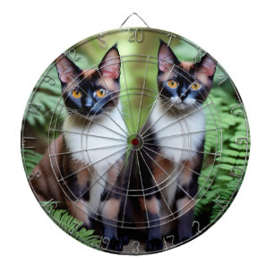 Cible De Fléchettes Jumeaux de Chat Siamois, Panneau Dessous Avec fléc