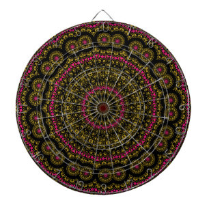 Cible De Fléchettes Kaleidoscoope rose et noire