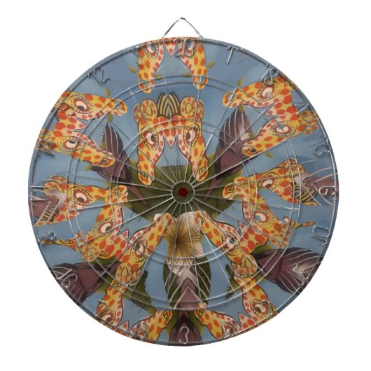Cible De Fléchettes Kaleidoscope Giraffe Mandala : Safari Art Abstrait (Devant)
