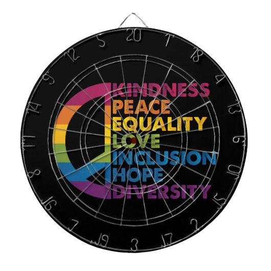 Cible De Fléchettes Kindness Peace Equality Love Inclusion Hope Divers (Devant)