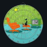 Cible de flechettes Kitty de l'âge de l'espace rét<br><div class="desc">On dit que les chiens ont des propriétaires et les chats ont du personnel. Le félin de cette Cible de flechettes rétro Space Age Kitty ne pouvait pas être d'accord plus! Décoré dans un style minimaliste des années 1960, cet établissement propose un chat noir élégant dans un salon moderne du...</div>