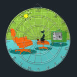 Cible de flechettes Kitty de l'âge de l'espace rét<br><div class="desc">On dit que les chiens ont des propriétaires et les chats ont du personnel. Le félin de cette Cible de flechettes rétro Space Age Kitty ne pouvait pas être d'accord plus! Décoré dans un style minimaliste des années 1960, cet établissement propose un chat noir élégant dans un salon moderne du...</div>