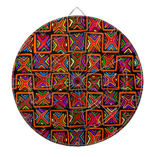 Cible De Fléchettes Kuna Indian Mola Tribal Checks - Rouge